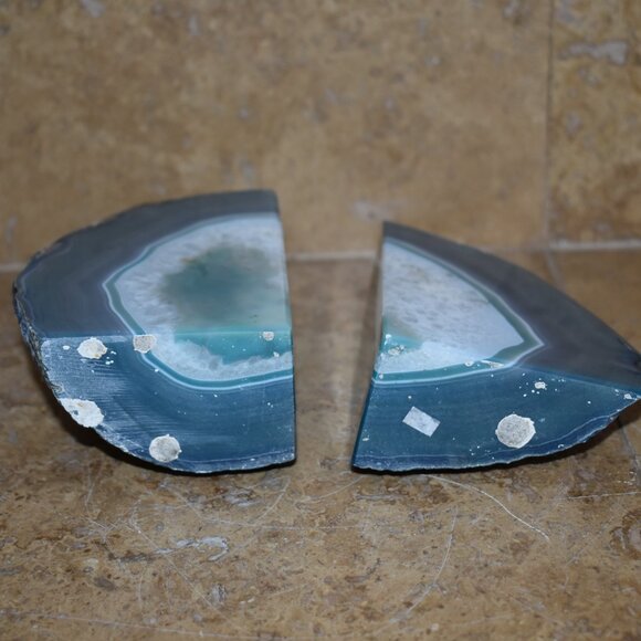 Vintage beautiful Agate Geode Quartz Crystal Rock Stone Rock Open book end - Picture 12 of 14